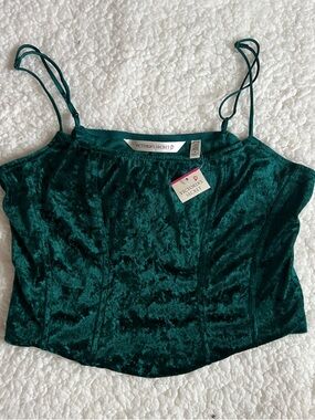 Victoria's Secret Green Crushed Velvet Wireless Lightly Lined Corset Top NWT